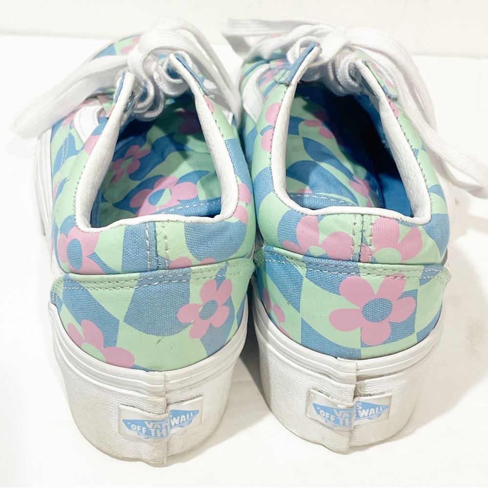 Vans x Free People Size 5 Old Skool Stackform Checkerboard Floral Sneakers - Picture 4 of 7
